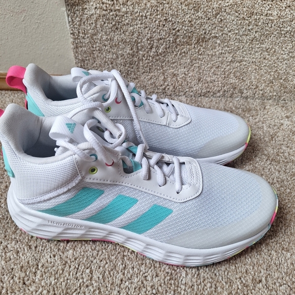 NWOT Adidas Own The Game 2.0 Cloud Flash Aqua Pink Unisex Mens 6.5 Wms 8.5 - Picture 5 of 9
